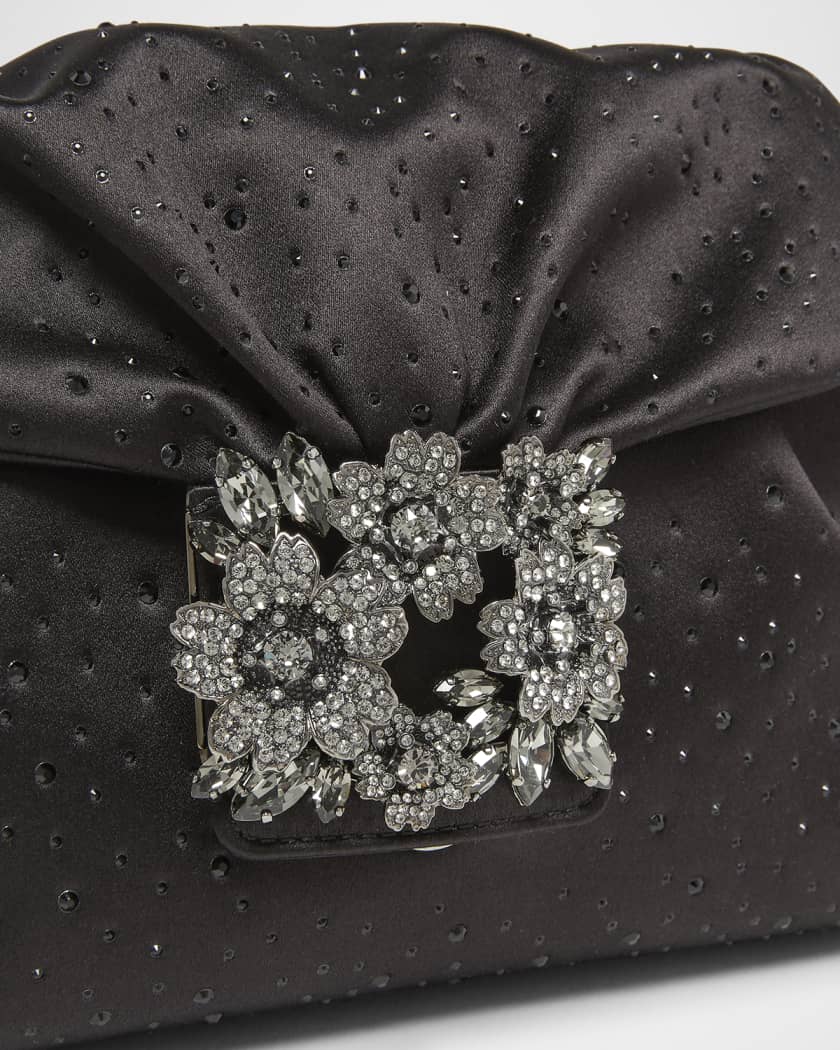 Roger Vivier Bouquet Rhinestone Satin Shoulder Bag | Neiman
