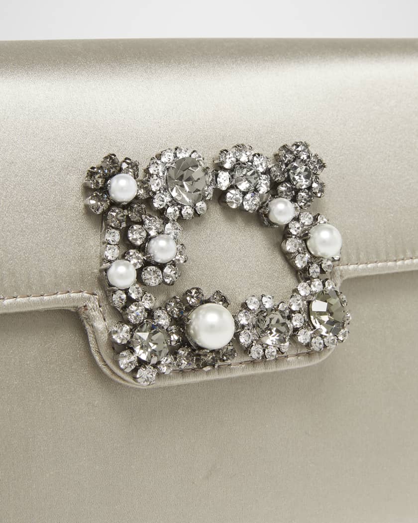 【関税&送料込】Roger Vivier Envelope Flap Flower Buckle Roger Vivier Flower Buckle Satin Envelope Flap Bag | Neiman