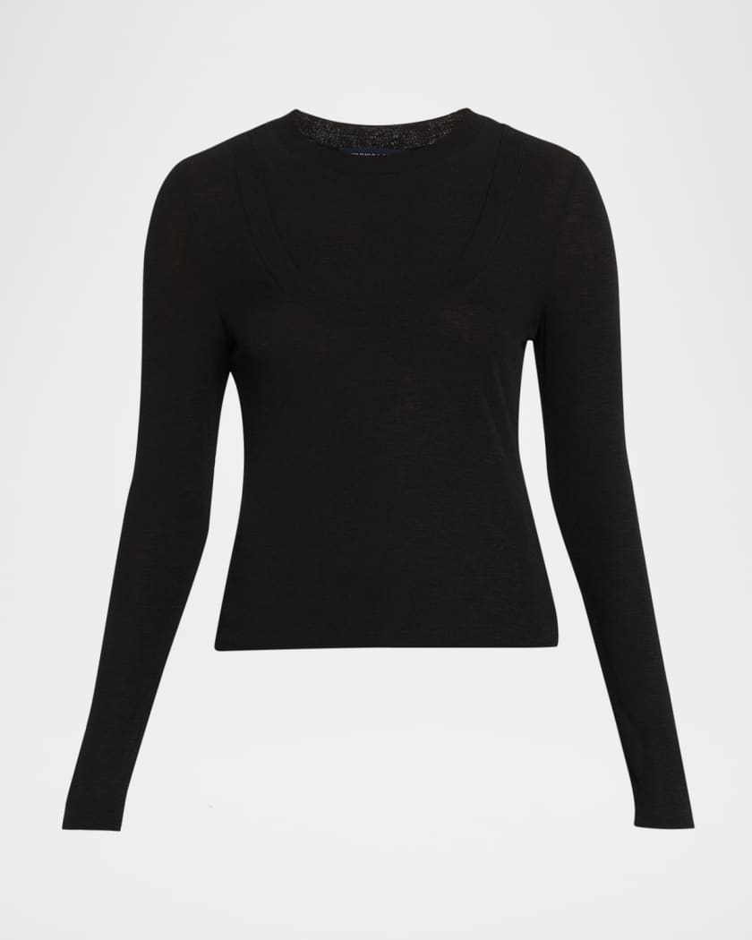 Veronica Beard Neita Layered Long-Sleeve Knit Top | Neiman Marcus