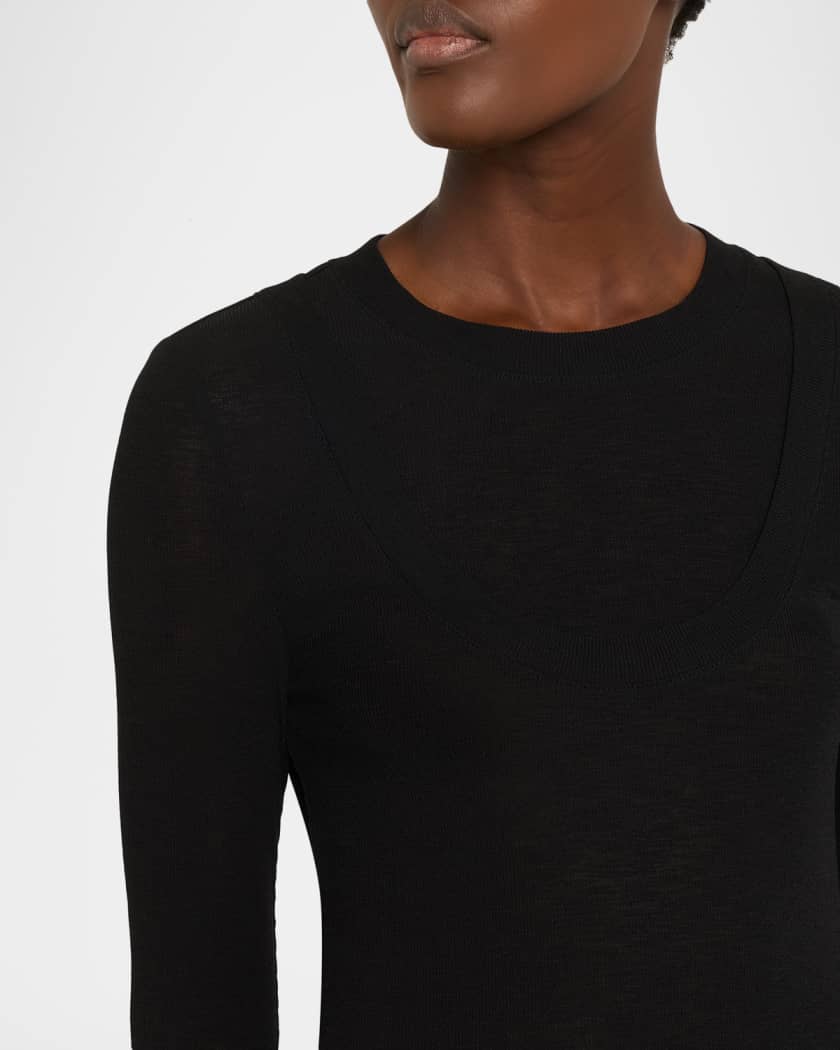 Veronica Beard Neita Layered Long-Sleeve Knit Top | Neiman Marcus