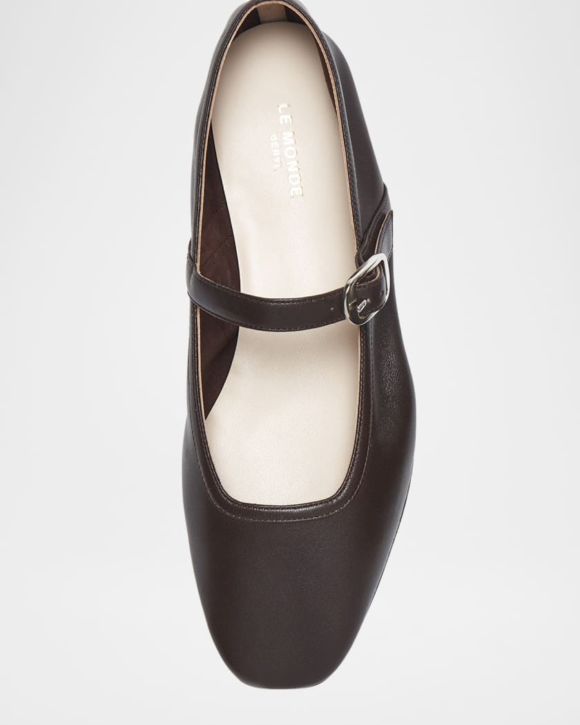 Leather Mary Jane Ballerina Flats