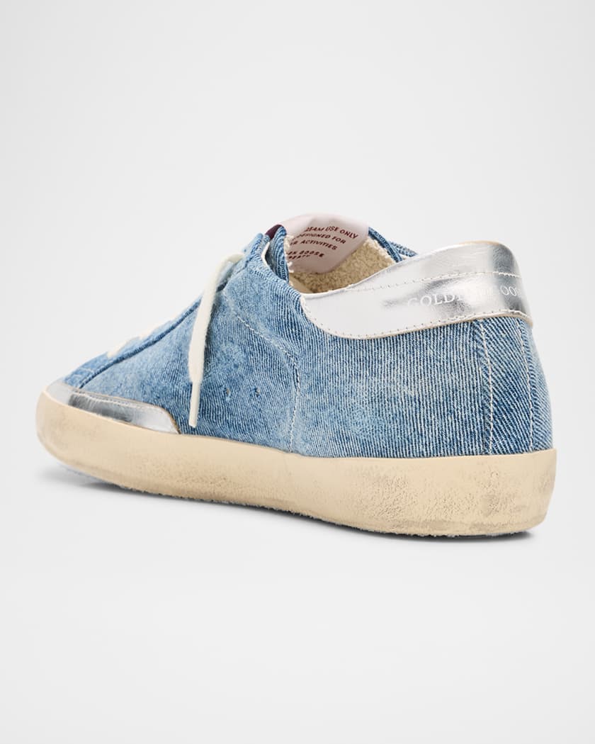 Golden Goose Superstar Denim Glitter-Star Low-Top Sneakers