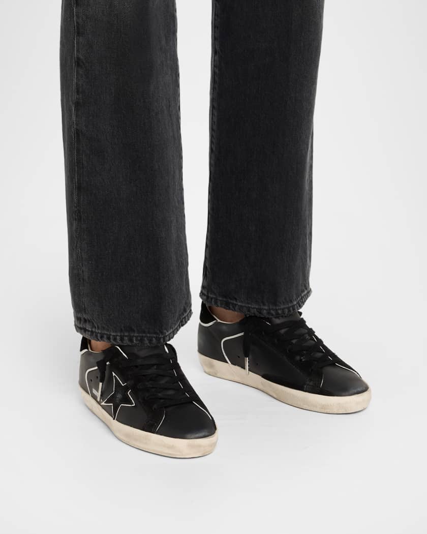 Superstar Mixed Leather Low-Top Sneakers with Metallic Piping