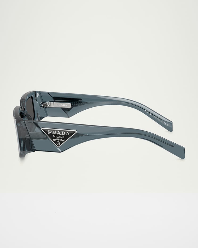 Men's 0PR 09ZSF Acetate and Plastic Rectangle Sunglasses