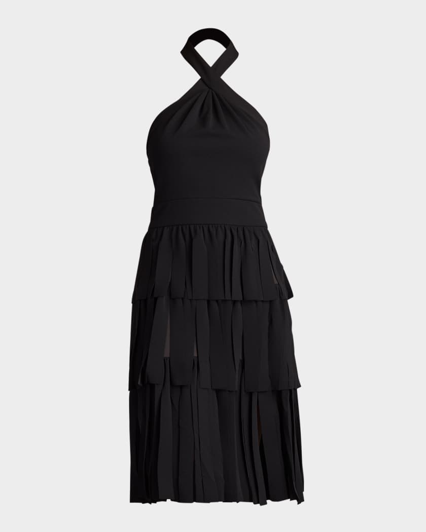 Tadashi Shoji Tiered Car Wash Crepe Halter Dress | Neiman Marcus