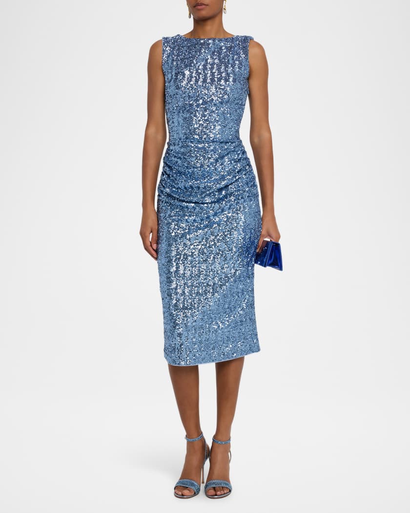 Sleeveless Sequin Midi Sheath Dress