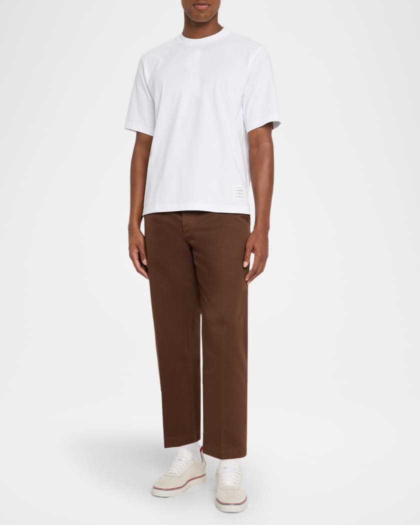 【送料&関税込】Thom Browne Cotton Crew-neck T-shirt Thom Browne Men's Cotton Stripe-Trim Crewneck T-Shirt