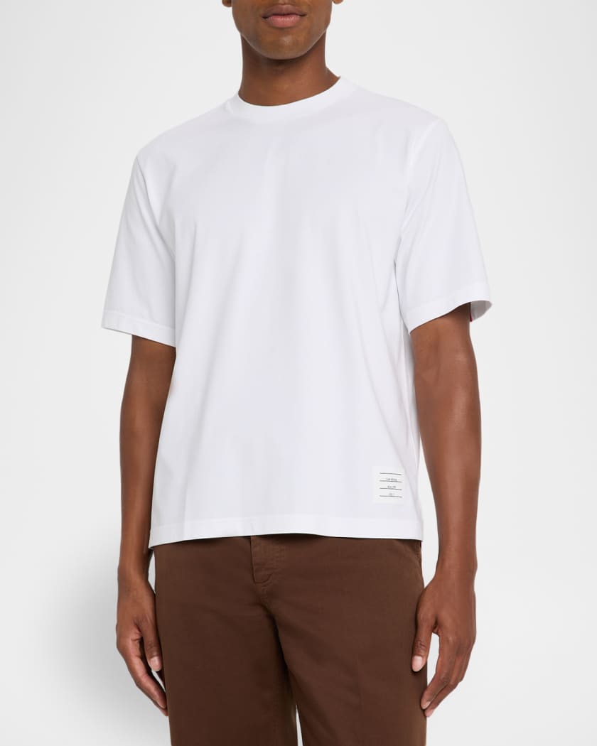 【送料&関税込】Thom Browne Crewneck T-shirt Thom Browne Men's Cotton Stripe-Trim Crewneck T-Shirt
