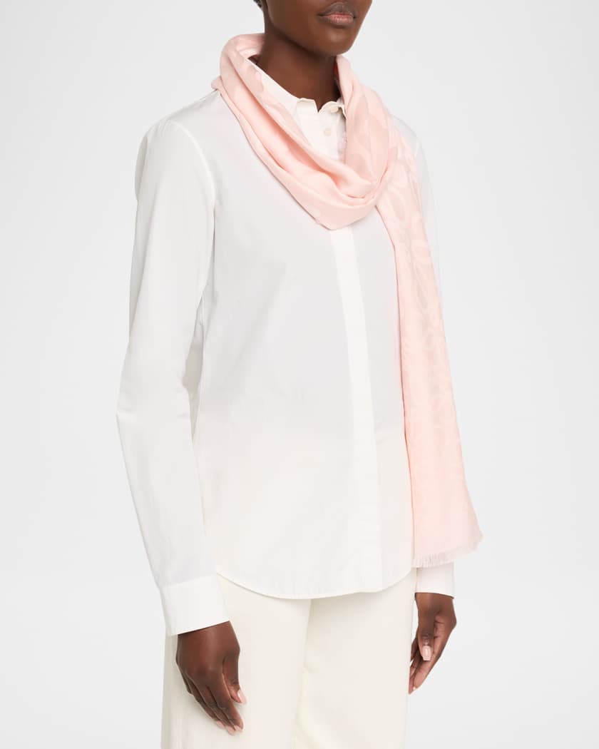 ☆LOEWE☆ スカーフ 大判 アナグラム アラベスク シルク ピンク. Loewe Anagram Silk Wool Scarf | Neiman Marcus
