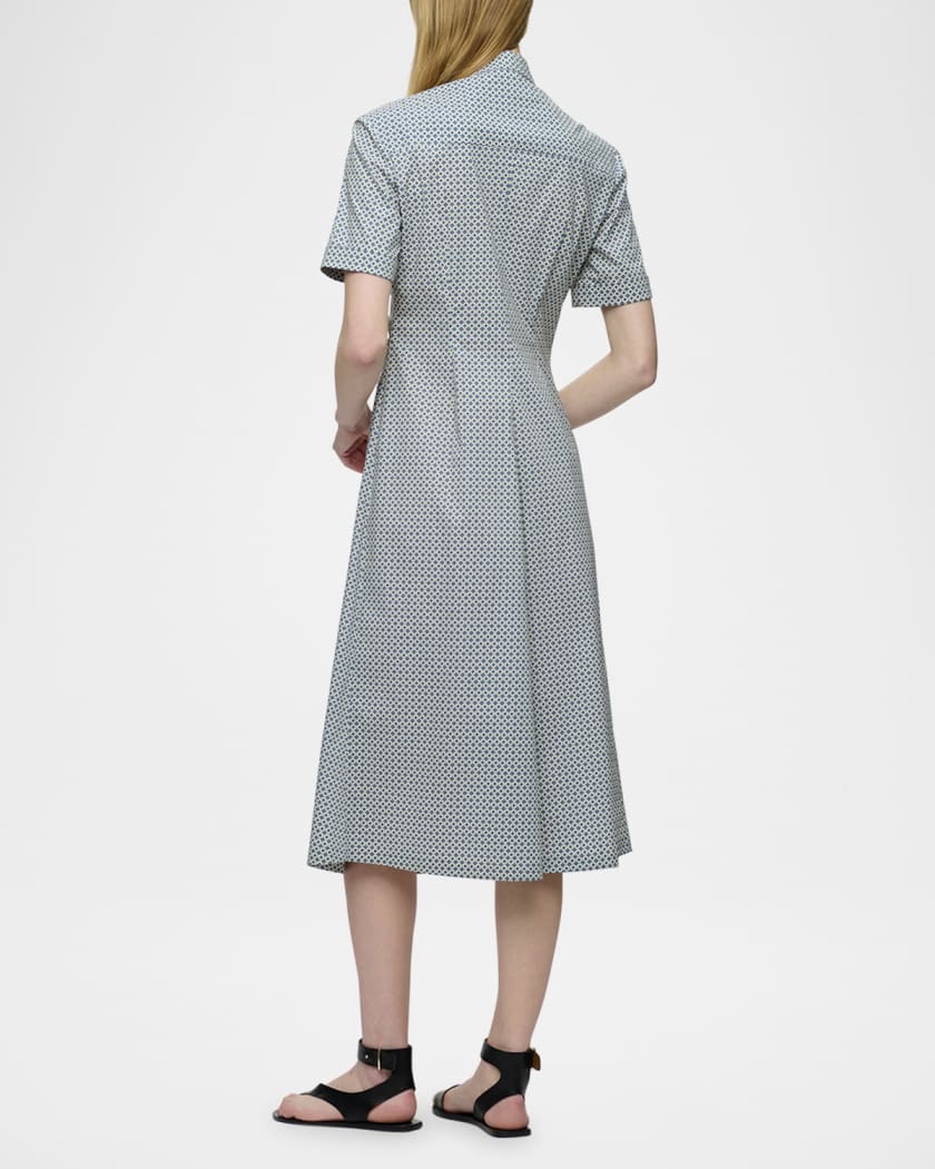 Noor Pleated Geometric-Print Midi Shirtdress