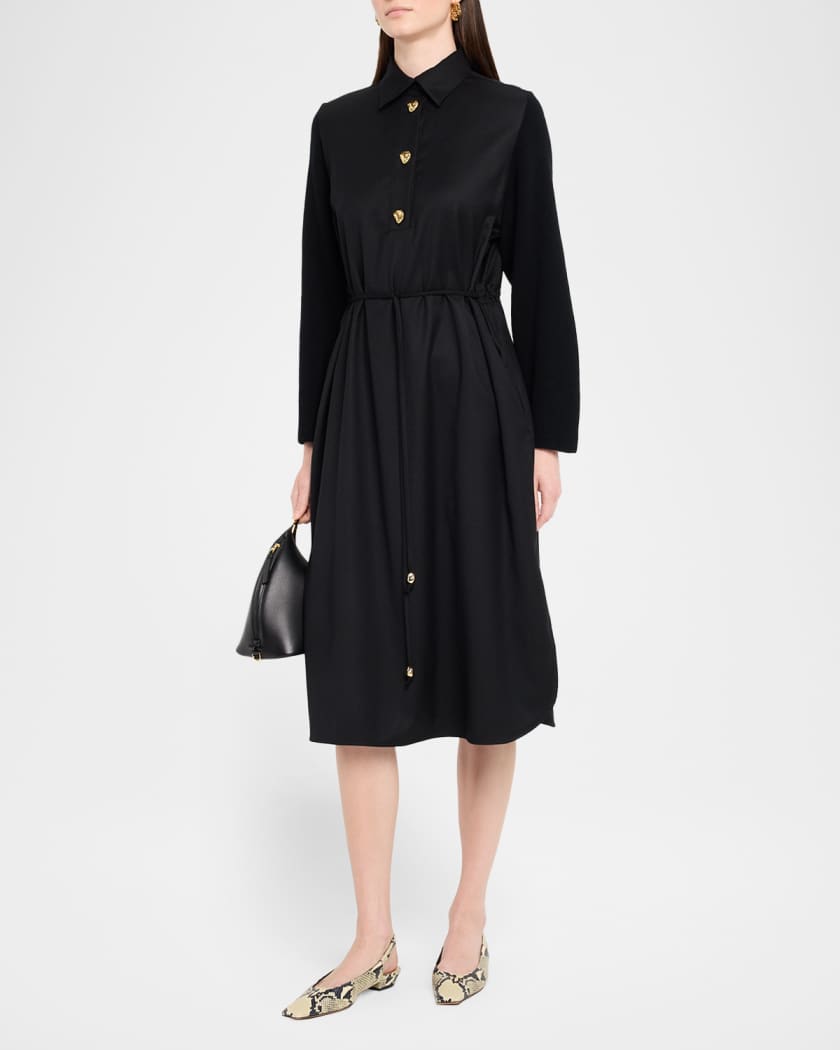 FABIANA FILIPPI A-Line Mixed Media Midi Dress | Neiman Marcus