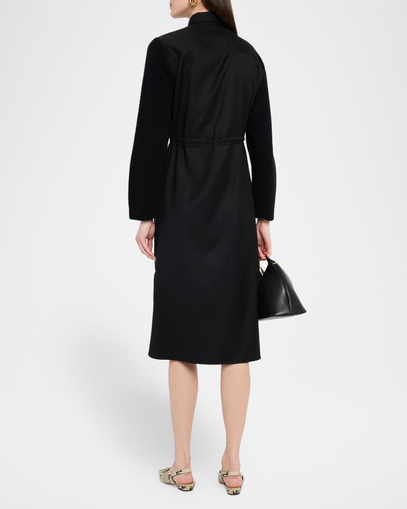 FABIANA FILIPPI A-Line Mixed Media Midi Dress | Neiman Marcus