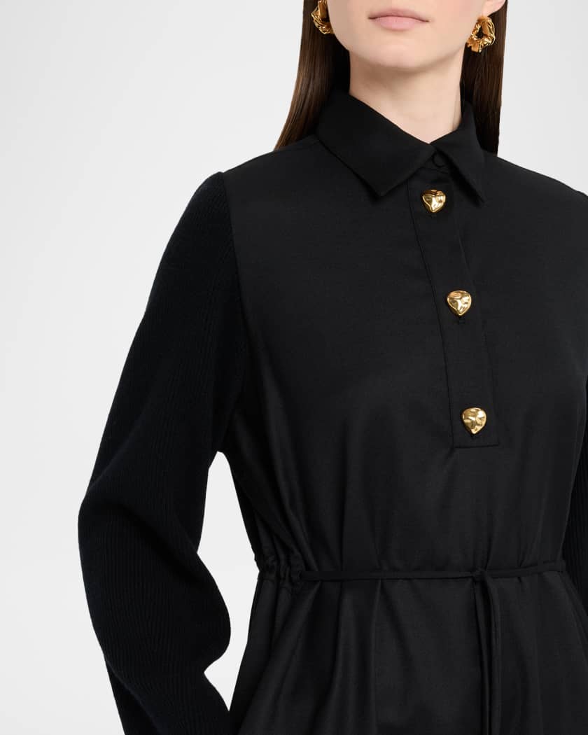ワンピース FABIANA FILIPPI Woman Dress Ebony ABD215F166 1269 FABIANA FILIPPI A-Line Mixed Media Midi Dress | Neiman Marcus
