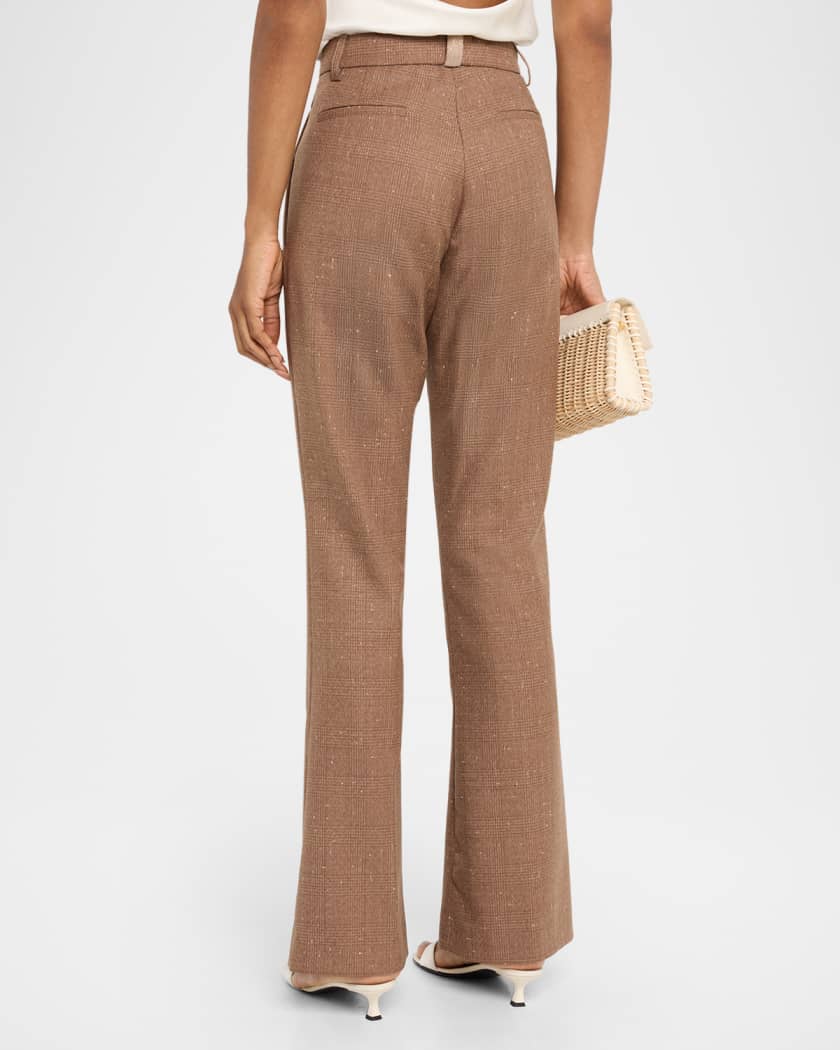 FABIANA FILIPPI Flare-Leg Plaid Trousers | Neiman Marcus