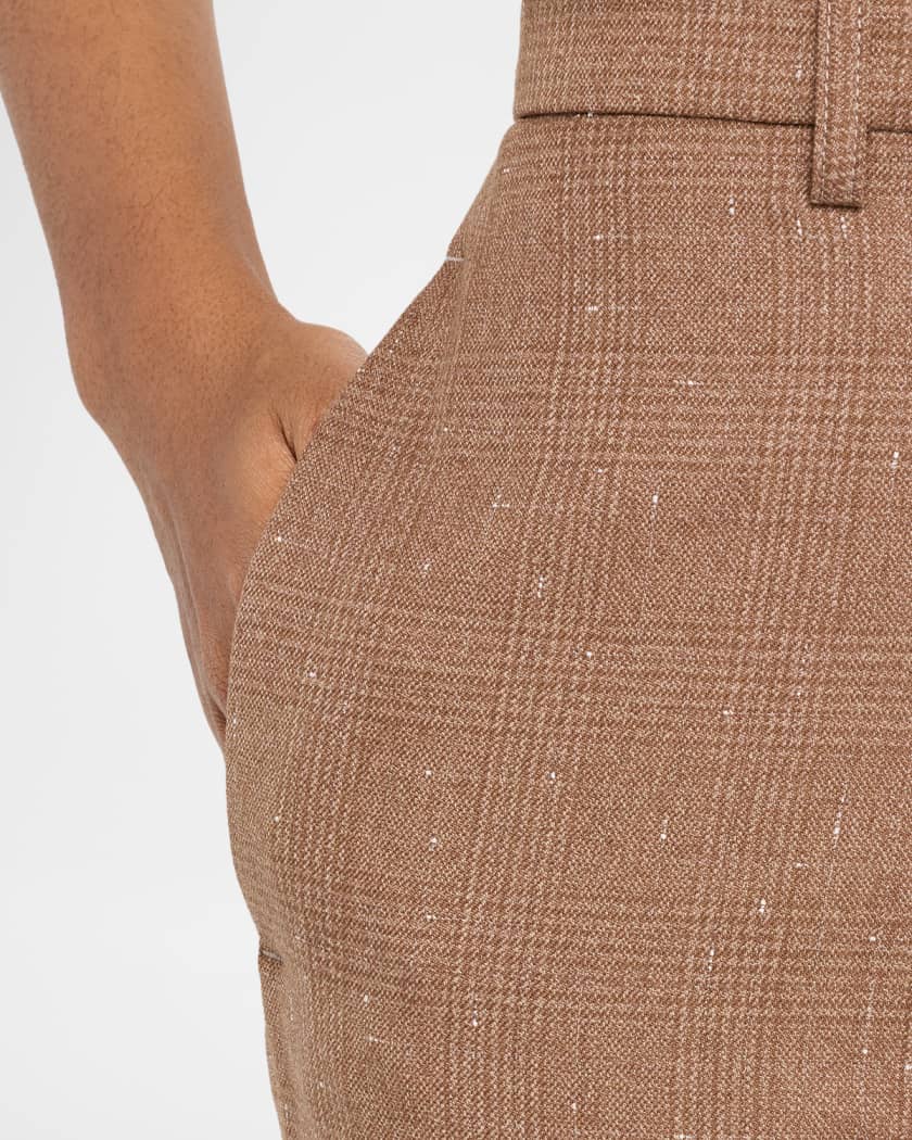FABIANA FILIPPI Flare-Leg Plaid Trousers | Neiman Marcus
