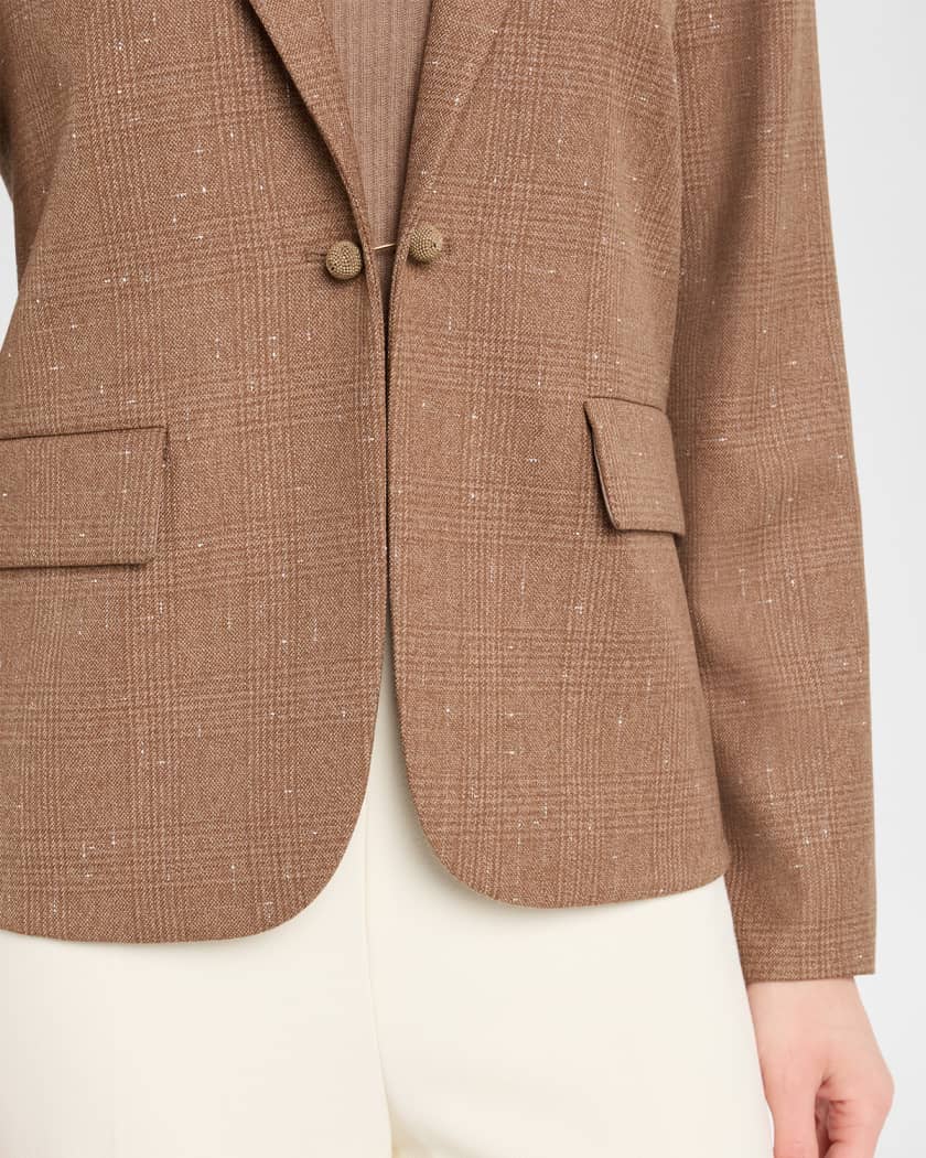 FABIANA FILIPPI Single-Button Mixed Media Blazer | Neiman Marcus