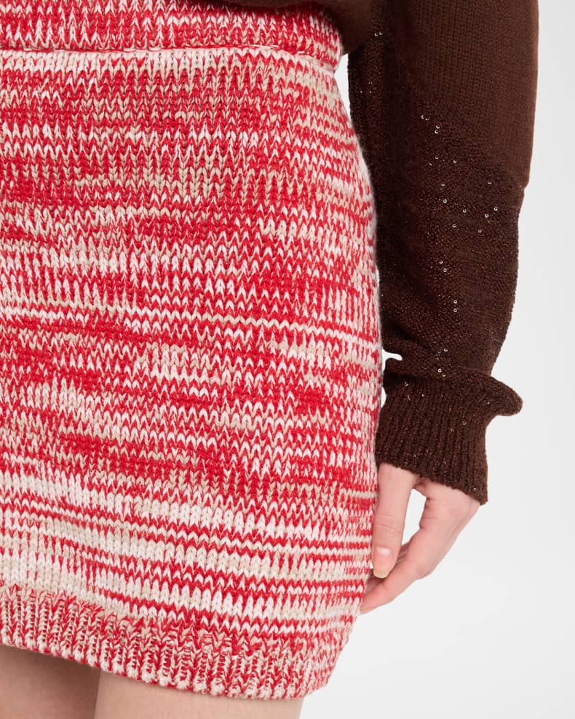 FABIANA FILIPPI Straight Heathered Knit Mini Skirt | Neiman