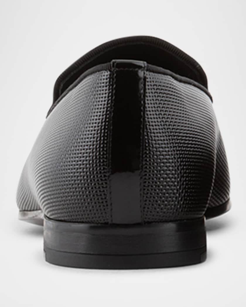Men's Textured Leather Grosgrain-Trim Loafers