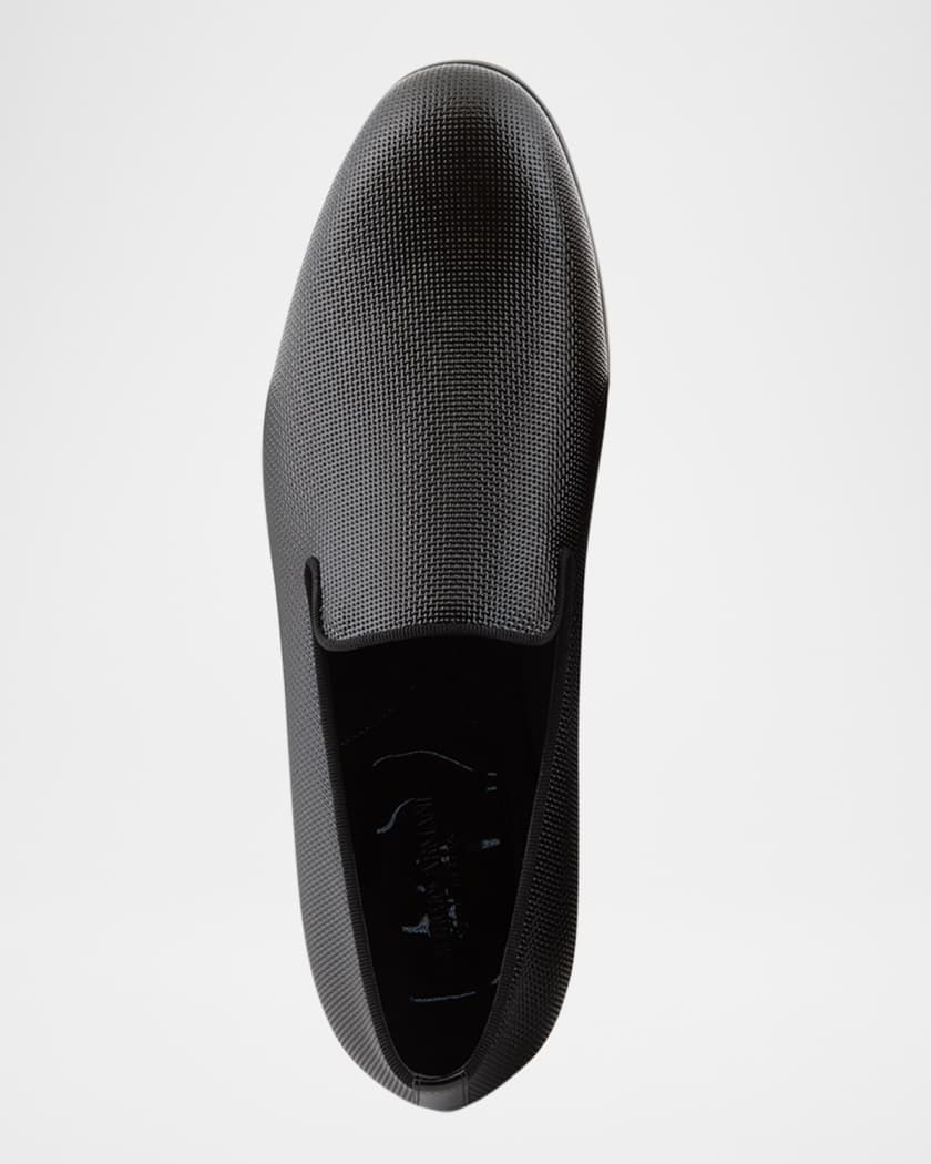 Men's Textured Leather Grosgrain-Trim Loafers