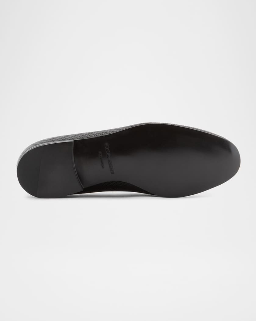 Men's Textured Leather Grosgrain-Trim Loafers