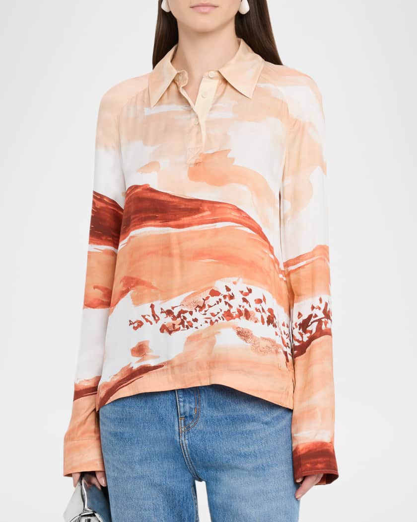 Printed Long-Sleeve Polo