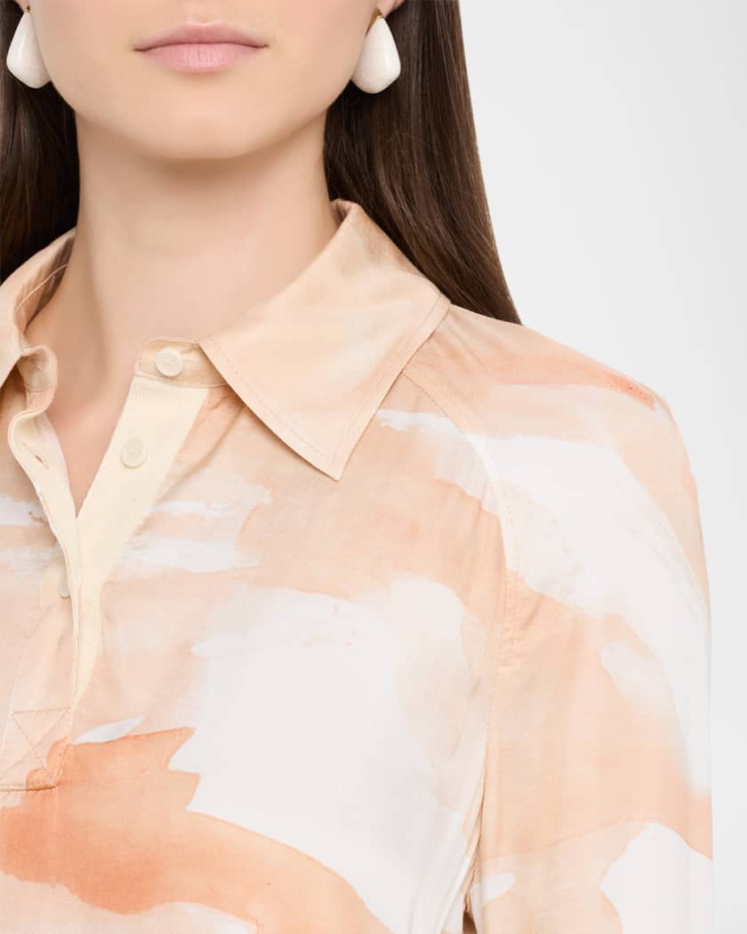 Printed Long-Sleeve Polo