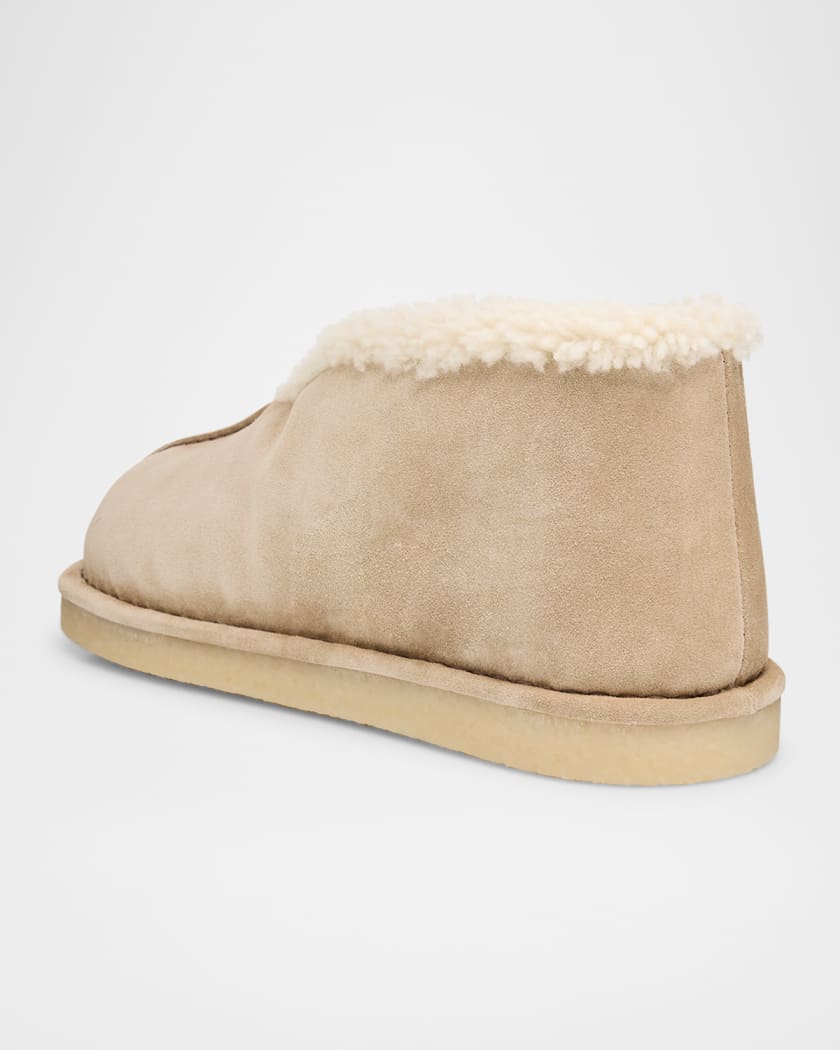Suede Shearling-Lined Booties