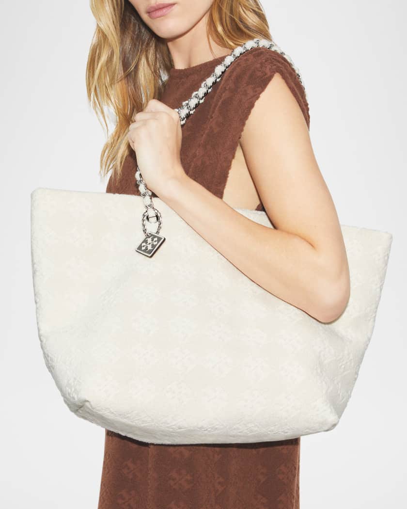【送料&関税込】Tory Burch Terry Tote Bag Ella T Monogram Terry Tote Bag | Neiman Marcus
