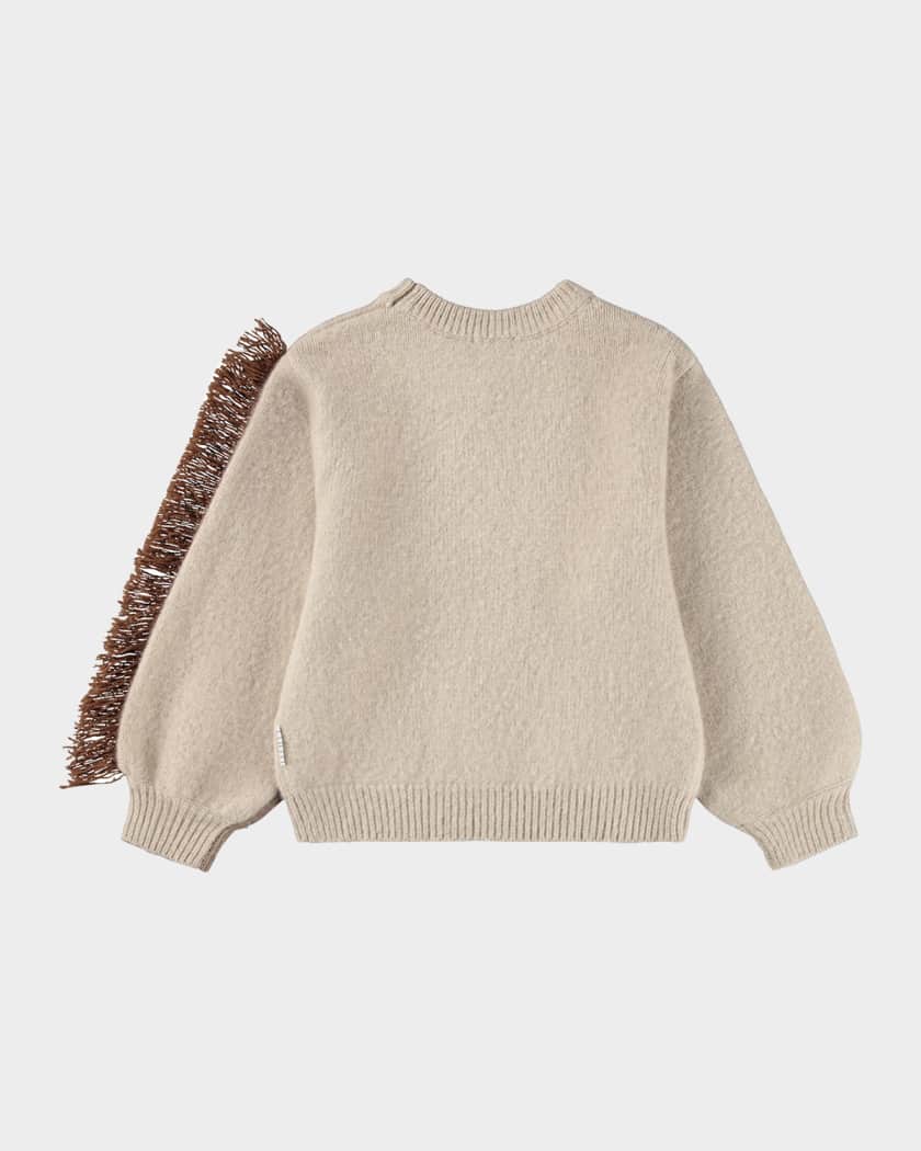 Girl's Gisela Wool Horse Fringe Sweater, Size 0M-12