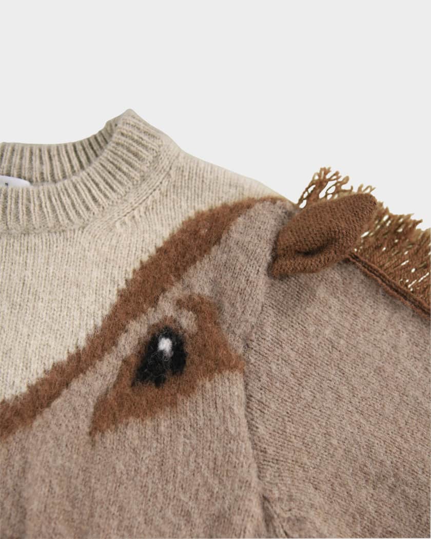 Girl's Gisela Wool Horse Fringe Sweater, Size 0M-12