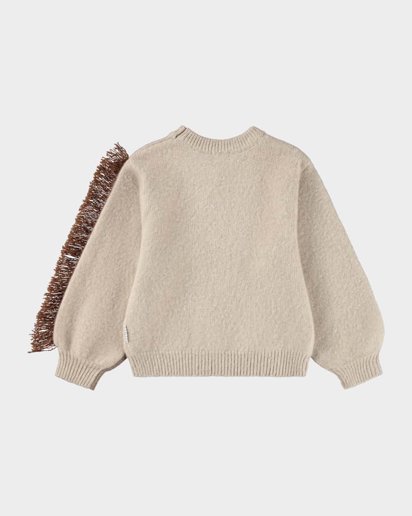 Girl's Gisela Wool Horse Fringe Sweater, Size 0M-12