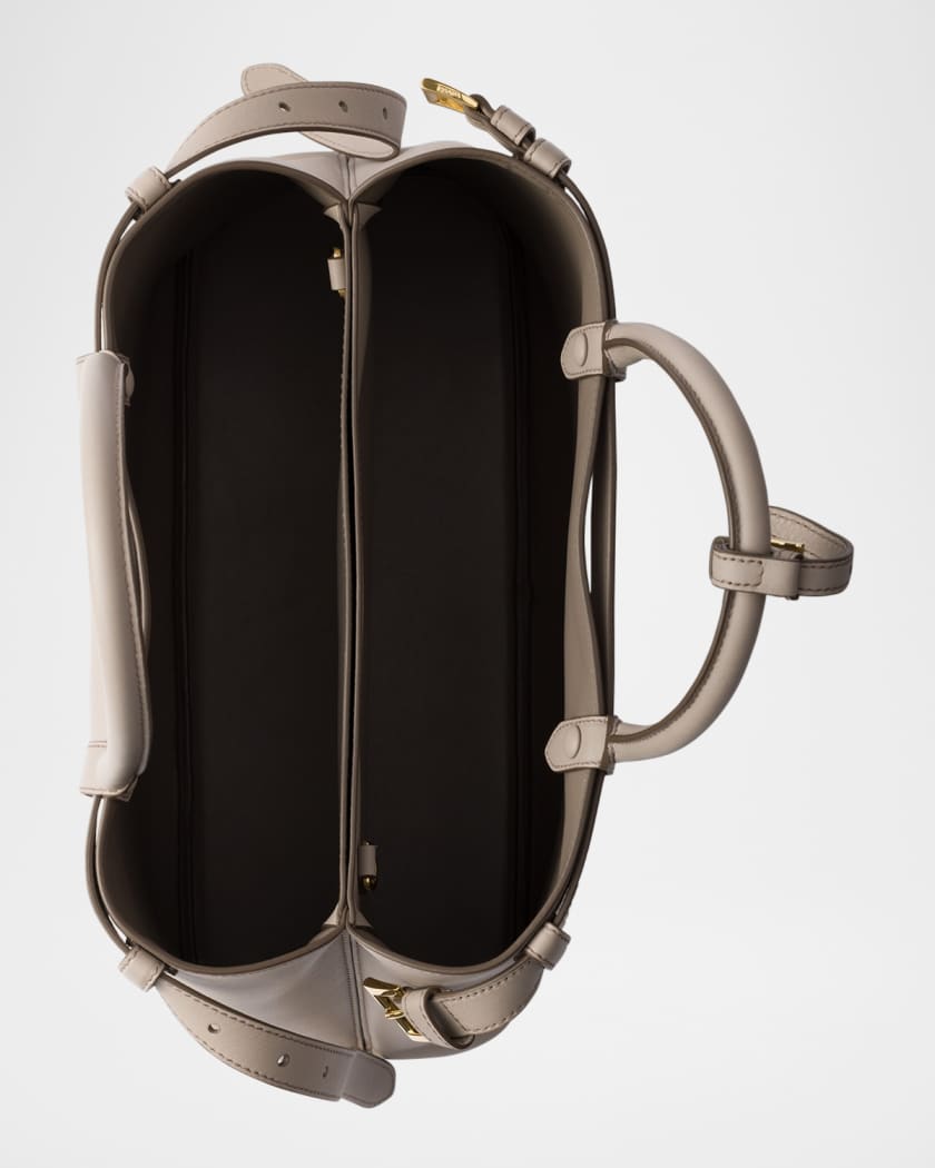 Prada Buckle Medium Leather Handbag with Double Belt