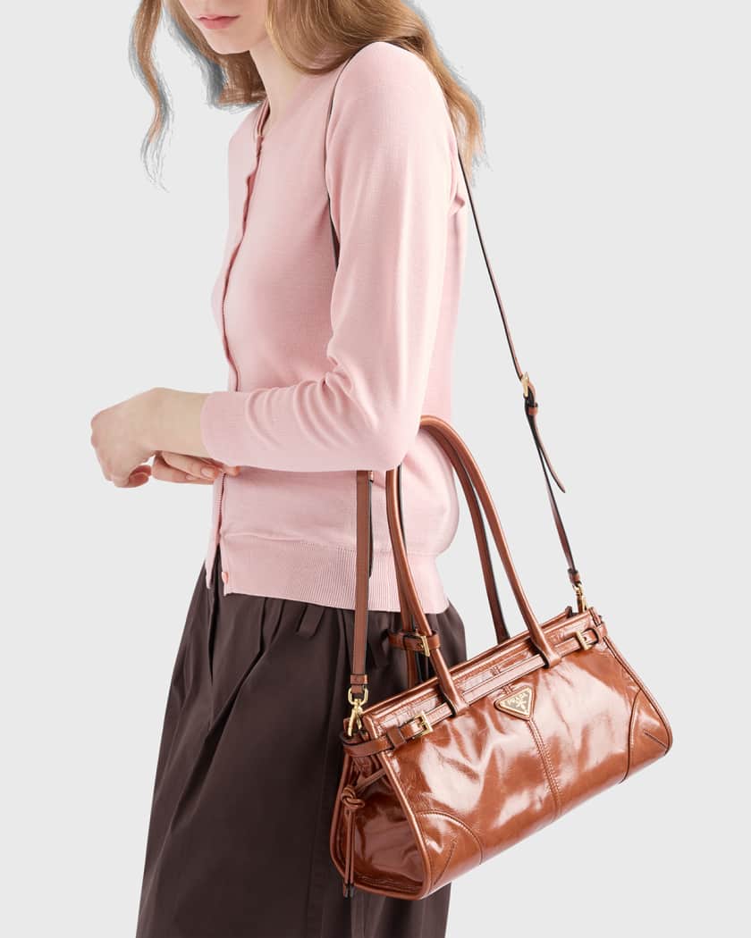 Medium East-West Leather Shoulder Bag