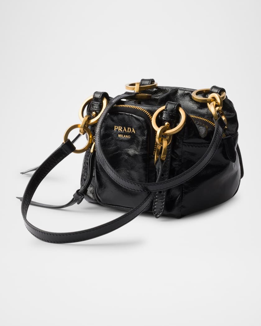 Prada Dangle Leather Mini Top-Handle Bag