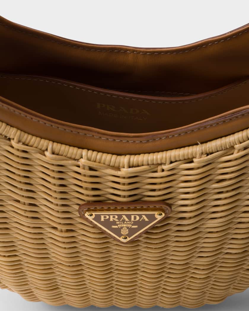 Arque Wicker and Leather Shoulder Bag