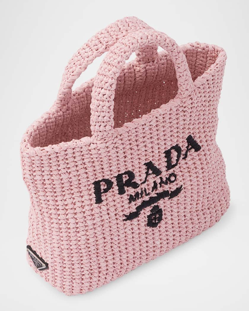 Small Embroidered Crochet Tote Bag