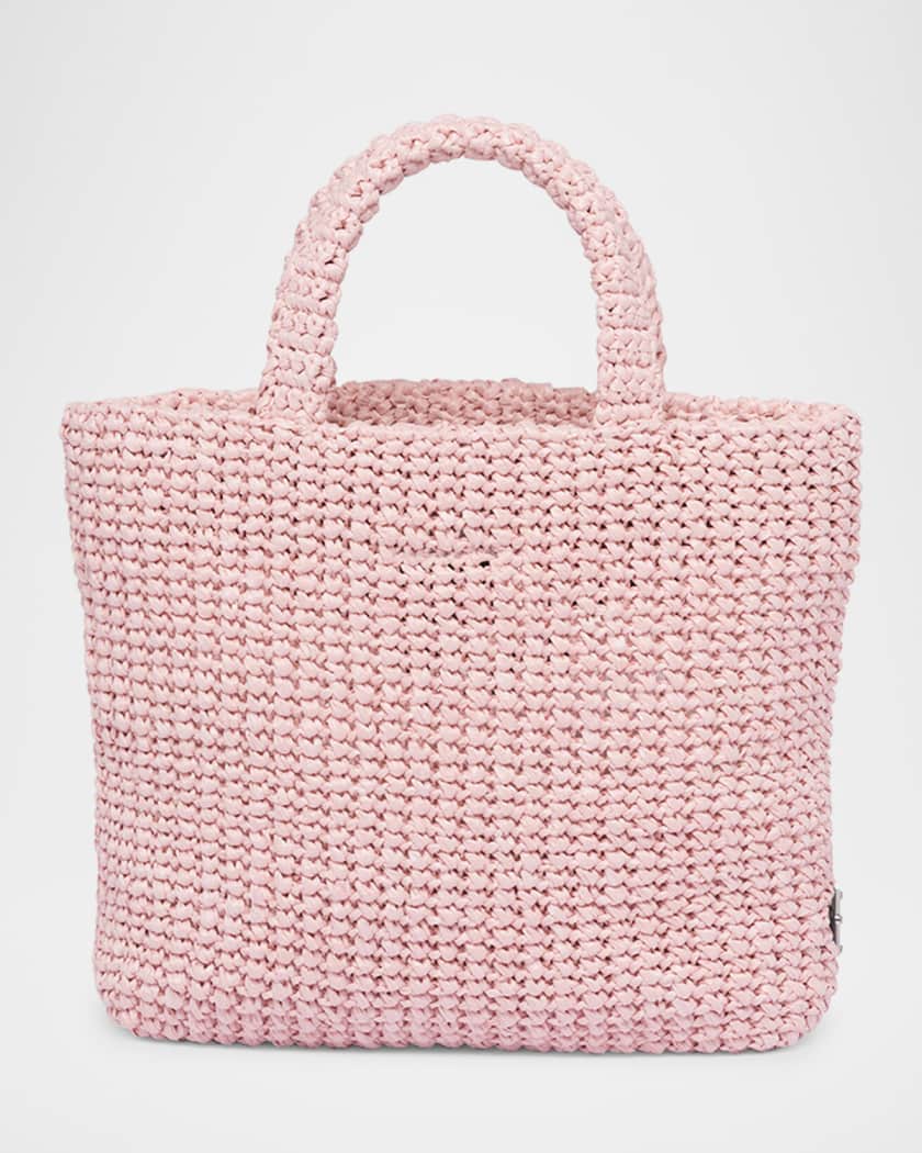Small Embroidered Crochet Tote Bag