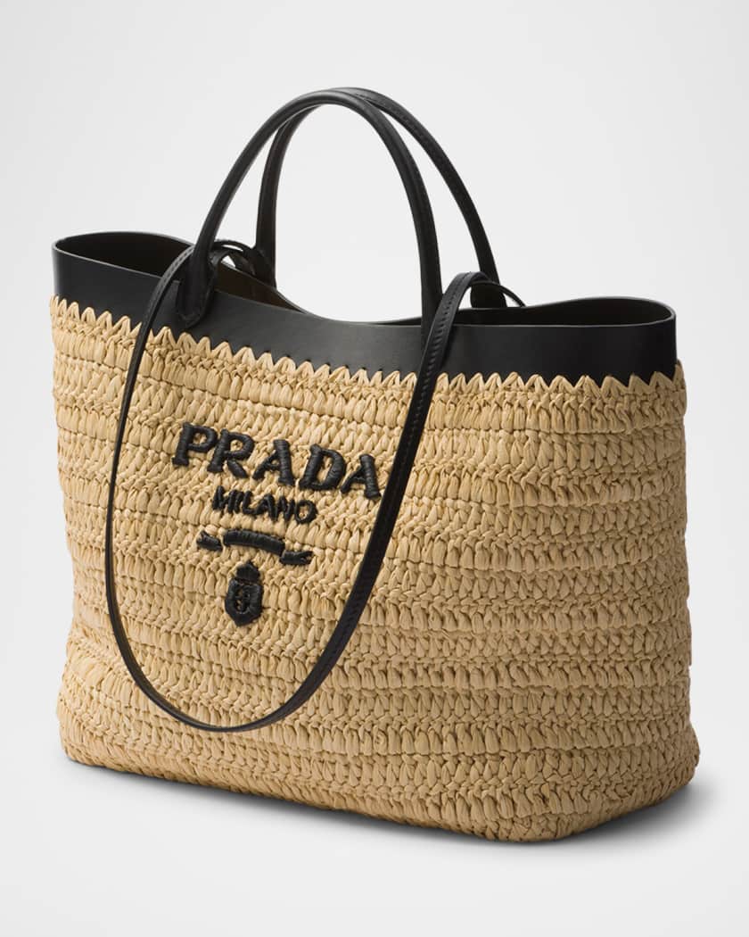 Medium Crochet and Leather Tote Bag