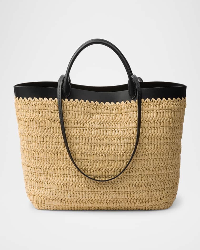 Medium Crochet and Leather Tote Bag