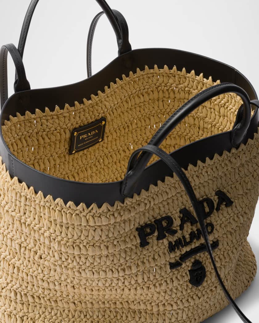 Medium Crochet and Leather Tote Bag