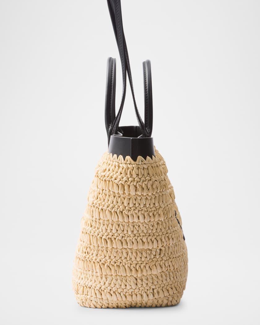 Small Crochet and Leather Tote Bag