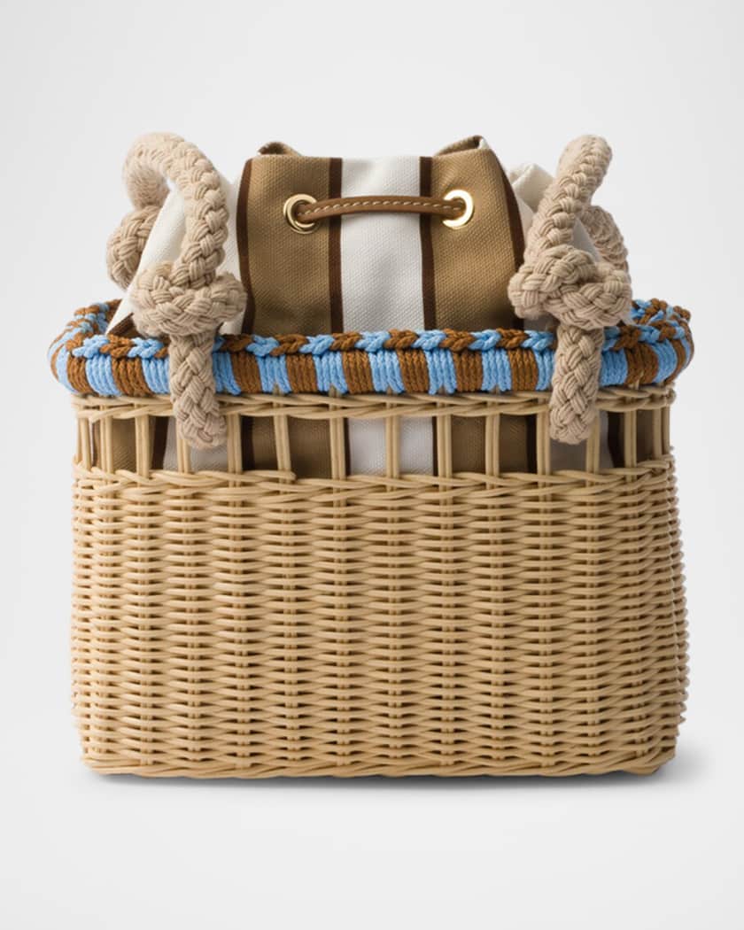 Rattan Basket Drawstring Mini Shoulder Bag