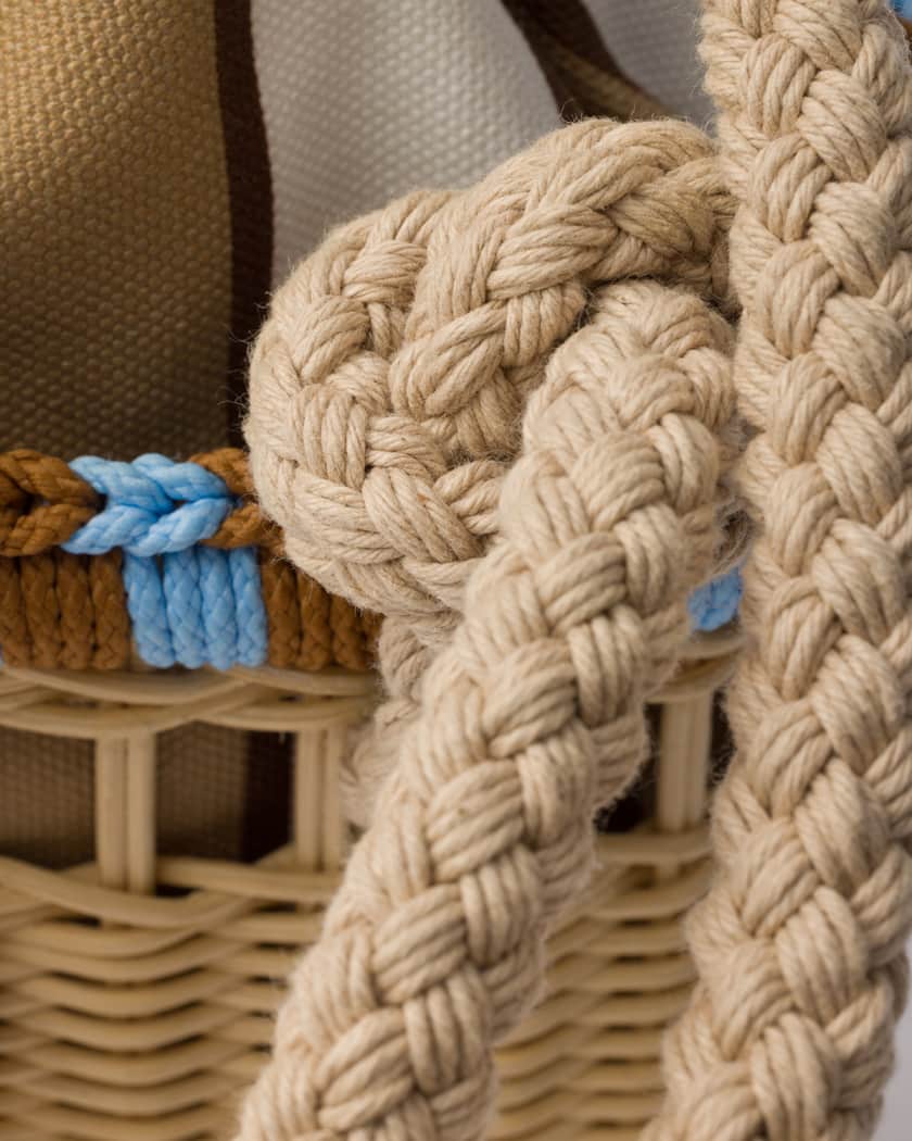Rattan Basket Drawstring Mini Shoulder Bag