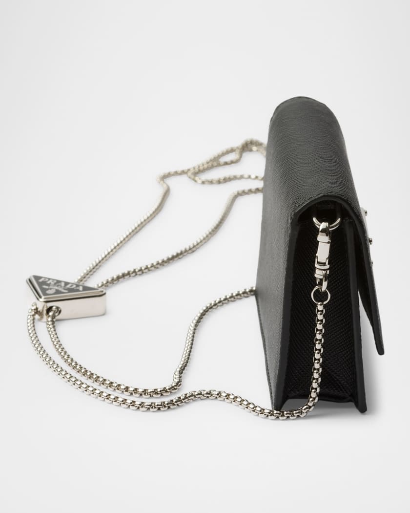 Saffiano Leather Card Holder with Shoulder Strap