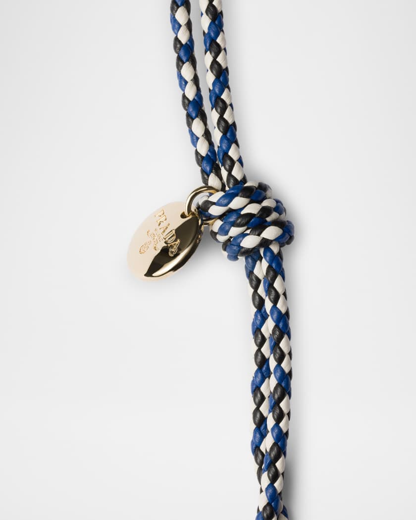 Leather Card Holder with Braided Shoulder Strap