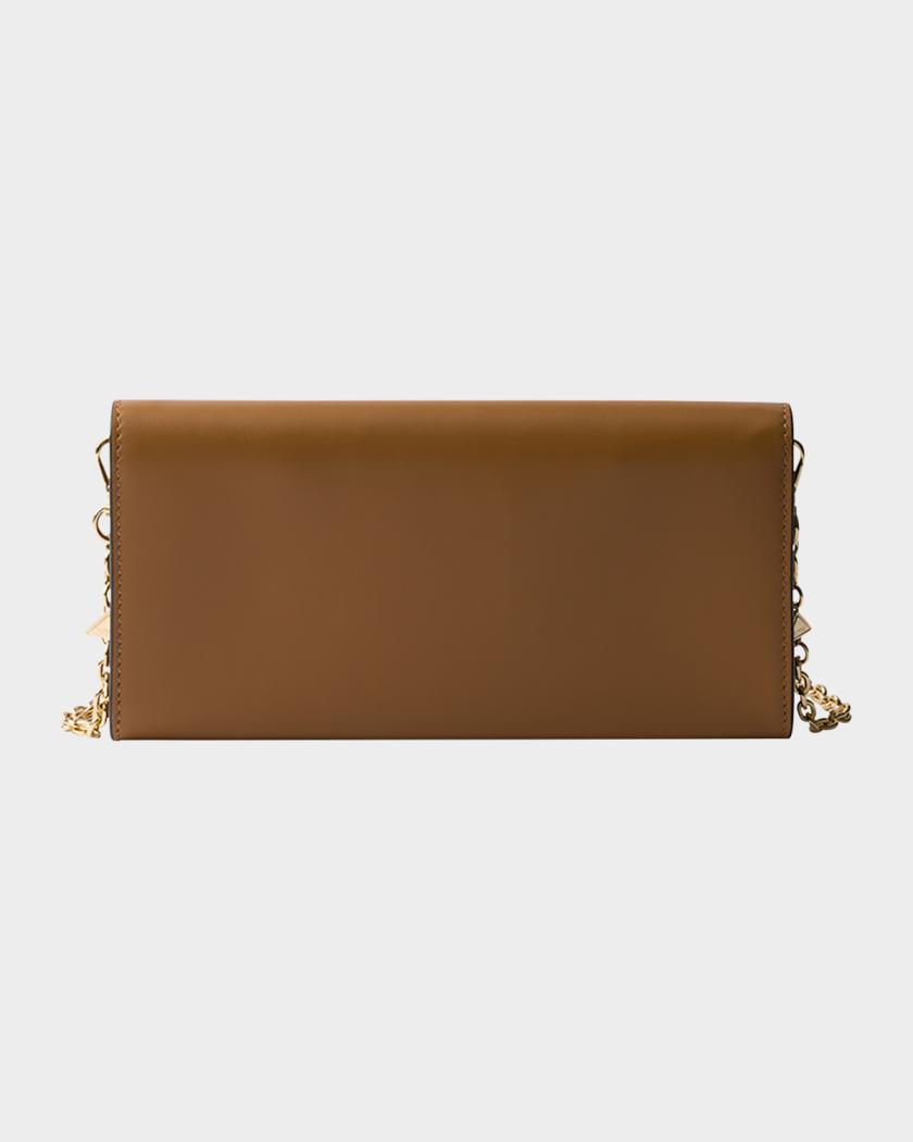 Prada Soft Sound Flap Leather Wallet on Chain | Neiman Marcus