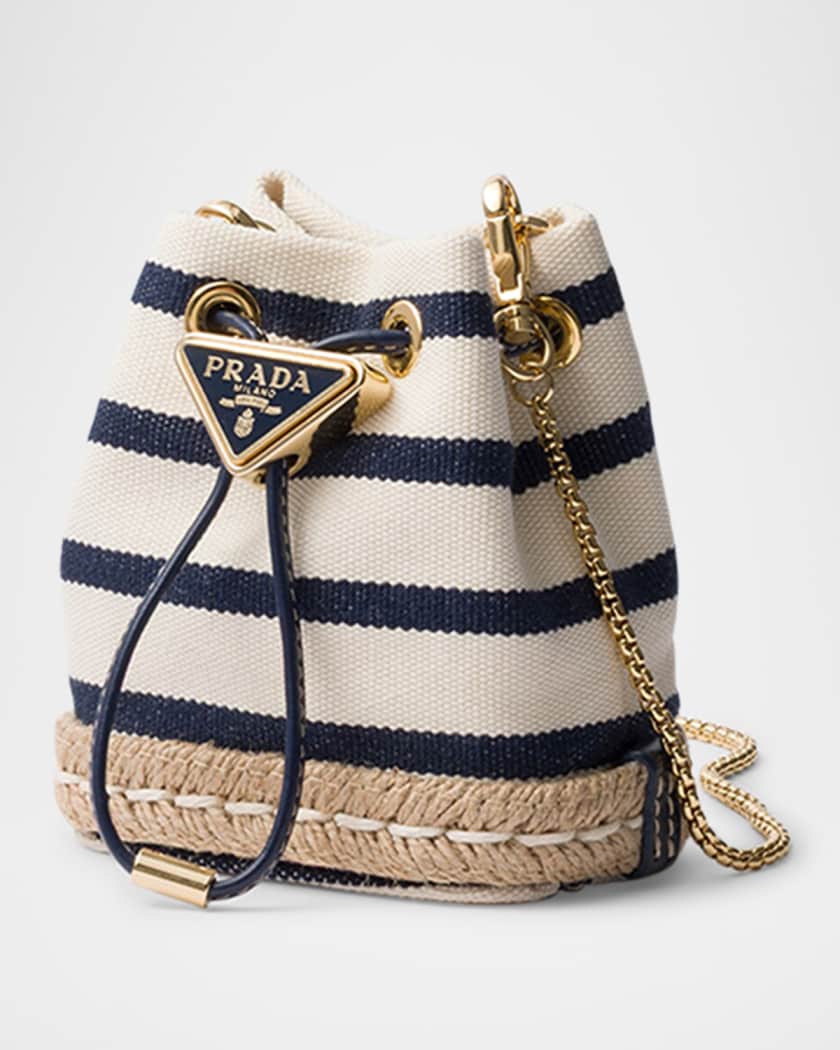 Stripe Fabric Mini-Pouch Crossbody Bag