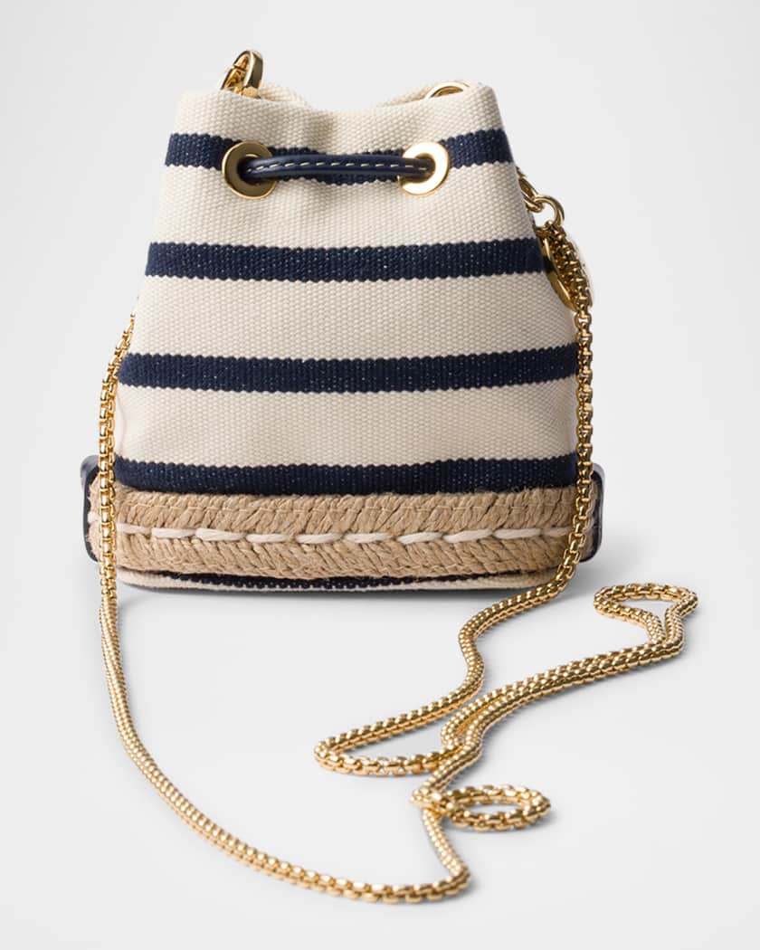 Stripe Fabric Mini-Pouch Crossbody Bag