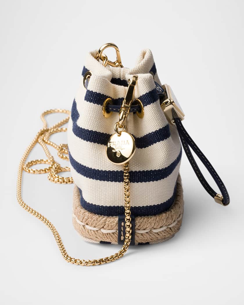 Stripe Fabric Mini-Pouch Crossbody Bag