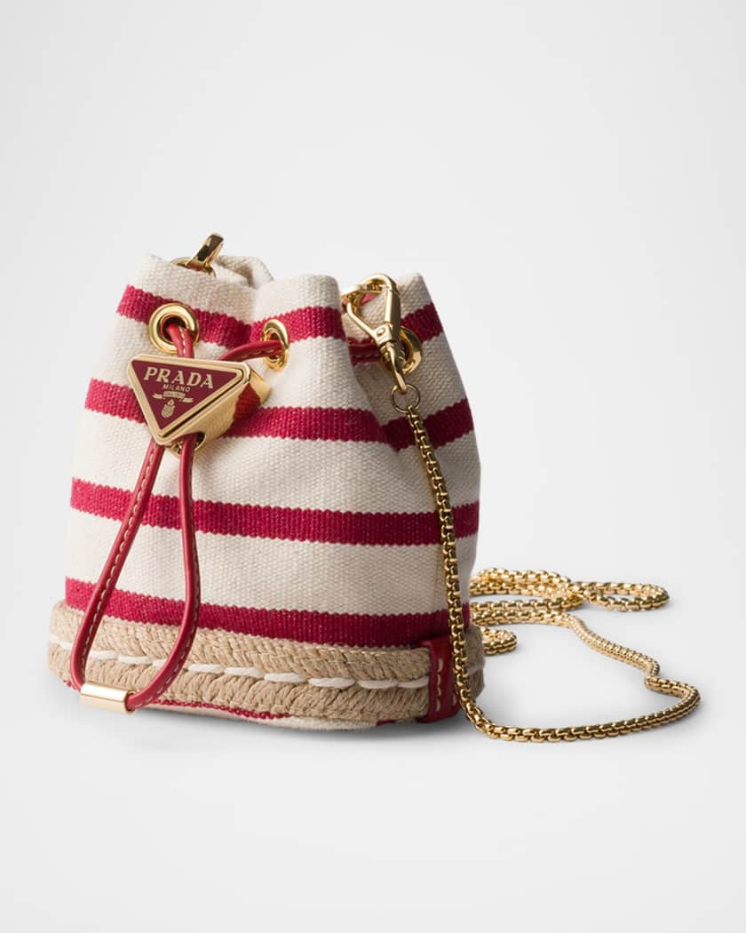 Stripe Fabric Mini-Pouch Crossbody Bag
